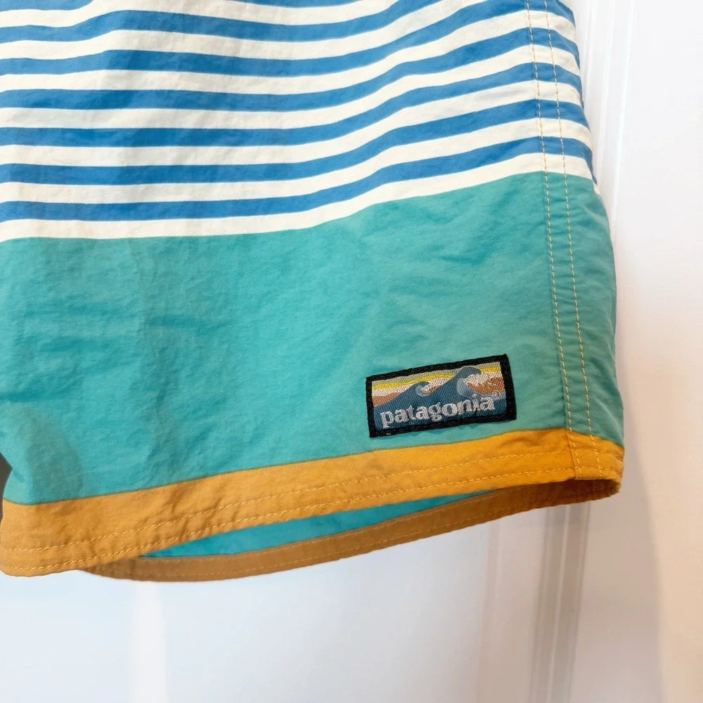 Patagonia Mens Wavefarer Board Shorts Size 30 Bold Stripes Summer Swim Vacation